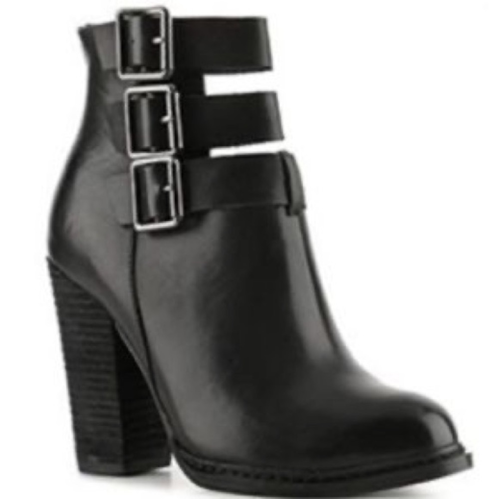 Chinese Laundry Black Leather Heel Booties Womens Size 7 Fall Booties